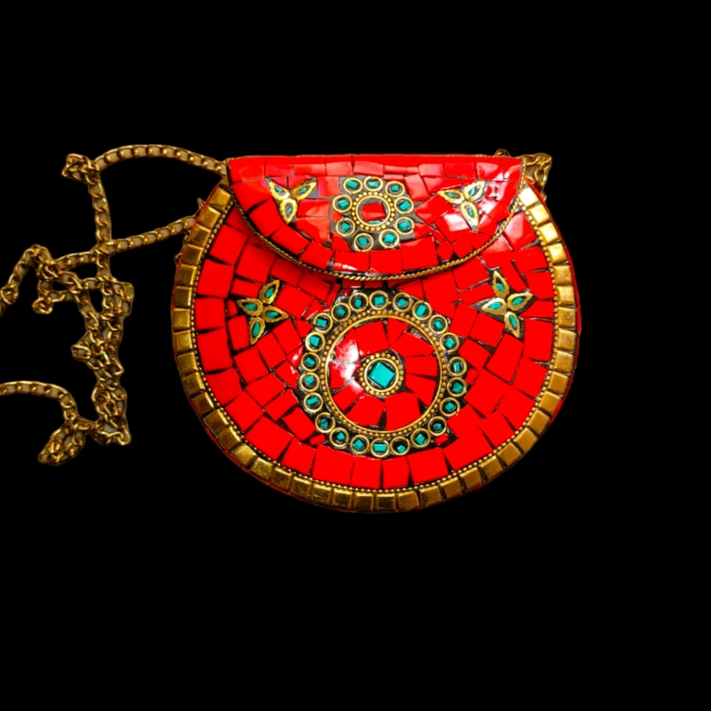 Antik Kraft Crossbody Red/Turquoise Mosaic Tile Purse